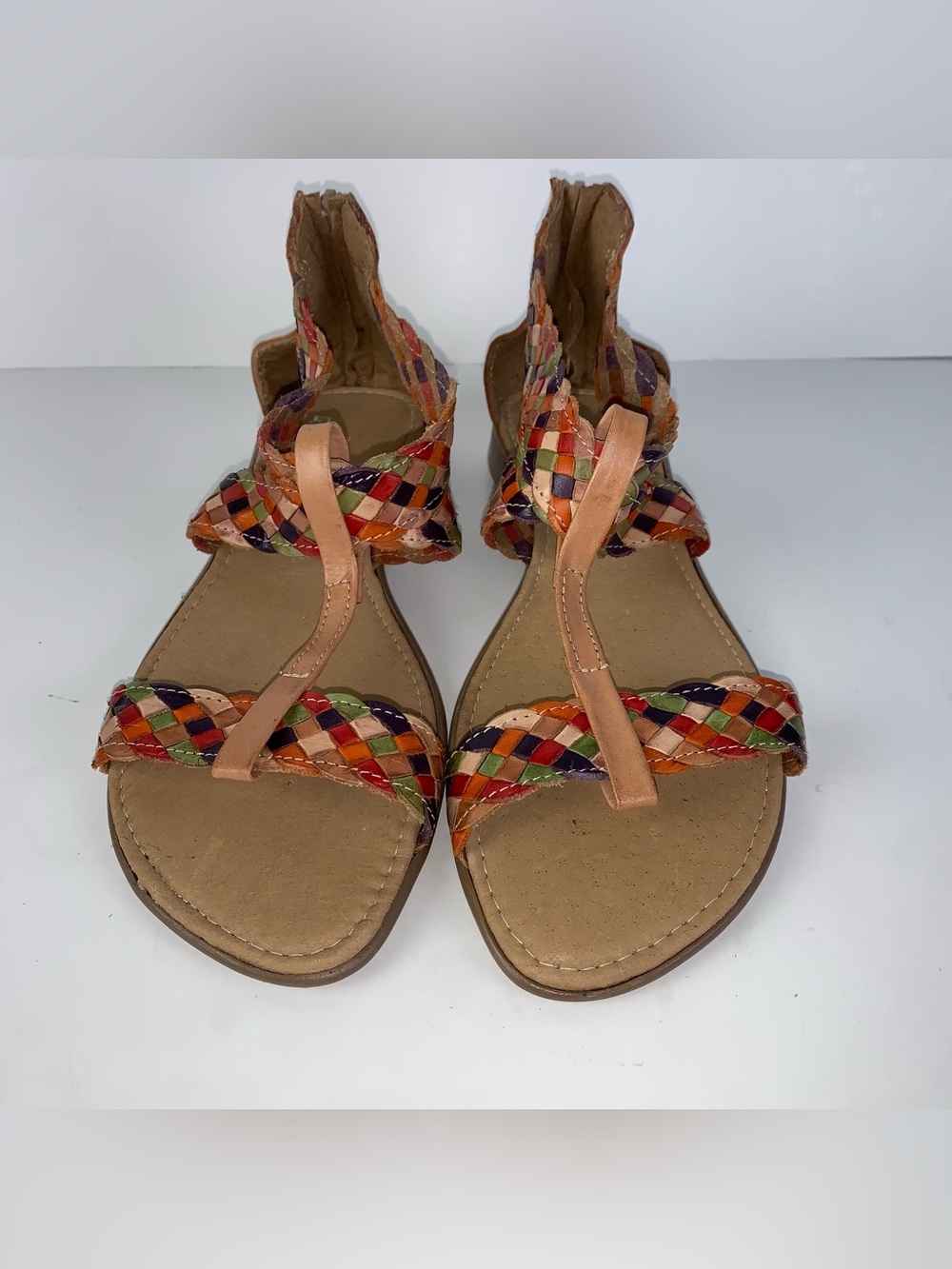Mexican Huarache sandals colorful straps womens size 8
